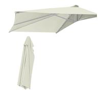 WingFly 9Ft Half Umbrella Replacement Parasol Canopy, 5 Ribs Semi-Circular Garden Parasol, Half Round Replacement Top Cloth Sunshade Cover for Garden Patio Wall Fence (Beige)
