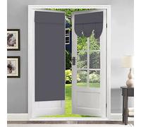 WingFly Blackout Door Curtains Sticker Privacy French Door Curtains 26x68 Inch Room Darkening Curtains for Glass Door Thermal Insulated Tie Up Shades Window Curtains Grey 2PC