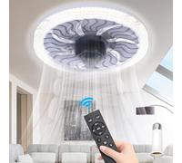 WingFly Ceiling Fan with LED Light - 12" Socket Fan Light with Remote, E27 Base, 4 Speed Wind Adjustment, 3000-6500k Dimmable LED Lamp for Home & Office