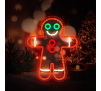 WingFly Christmas Neon Signs, Christmas Led Neon Light for Wall Decor, Christmas Neon Sign with USB Powered for Christmas Party, Windows, Bedroom, Christmas Decor, Living room (Gingerbread Man)