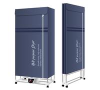 WingFly Electric Clothes Dryer, 3-Tier Heated Clothes Airer, Energy-Efficient Heated Airer with Cover for Clothes Drying, 240 Minutes Timer, Auto Power-Off, 1500W (Remote Control) (Blue)