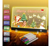 WingFly Led Note Board with 12 Colors Pen, Led Light Up Acrylic Message Board with Stand, Led Drawing Writing Board for Kids, Arts Doodle Note Board for Office School Home (30x20CM)