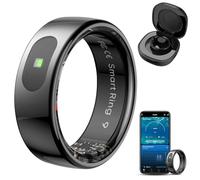 WingFly Smart Ring Men Women Fitness Tracker with Heart Rate, Sleep Tracking, Waterproof Activity for Sports, Time, Distance, Calories Black (#8-18.3mm)
