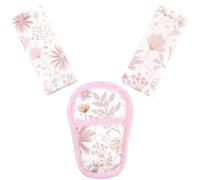 WINGHENLEE Baby Car Seat Strap Pads Suit, 3 Pieces Soft Car Seat Strap Shoulder Covers for Baby Infant Toddler, Double-Sided Car Seat Belt Covers for Stroller, Pushchair, Baby Swing, Pink Floral