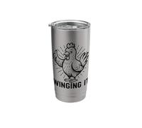 Winging It Funny Chicken Sarcastic Animal Humor Stainless Steel Insulated Tumbler