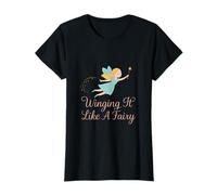 Winging It Like A Fairy Pastel Unicorn Fantasy Print T-Shirt