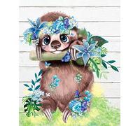 Wingkin Stamped Cross Stitch Kits for Adults Flower Sloth 11CT Full Range of Embroidery Starter Kit for Beginners DIY Pre-Printed Patterns Starter Kit（16×20 Inch）