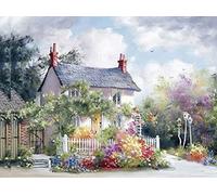Wingkin Stamped Cross Stitch Kits for Adults Garden Cottage 11CT Full Range of Embroidery Starter Kit for Beginners DIY Pre-Printed Patterns Starter Kit（16×20 Inch）