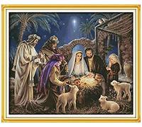 Wingkin Stamped Cross Stitch Kits for Adults Nativity 11CT Full Range of Embroidery Starter Kit for Beginners DIY Pre-Printed Patterns Starter Kit（16×20 Inch）
