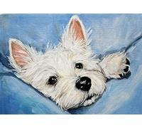 Wingkin Stamped Cross Stitch Kits Westie Dog 11CT Advanced Pre-Printed Cross-Stitch Pattern Embroidery DIY Beginner Adults Kids Home Decoration （40x50cm）