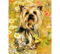 Wingkin Stamped Cross Stitch Kits Yorkshire Terrier 11CT Advanced Pre-Printed Cross-Stitch Pattern Embroidery DIY Beginner Adults Kids Home Decoration （40x50cm）