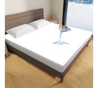 WINGLAM Queen Size Waterproof Mattress Protector,3D Air Fabric Noiseless Mattress Cover,Cooling & Breathable, Machine Washable Mattress Pad Fitted Style with Deep Pocket Up to 6"-18"(White)