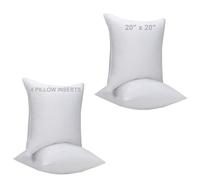 WINGLAM，Throw Pillow Inserts, Decorative Stuffer Pillows，Sham Stuffer，White, 2 Pack of 4，20x20 Inches, Hypoallergenic，Polyester,Ultra Soft，Lightweight Down Alternative,Square(4)