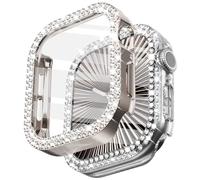 WINGLE 2 Pack for Apple Watch Case Series 11 10 46mm Screen Protector, Bling Diamond Protective Face Cover for iWatch 11 10 46 mm Crystal Rhinestone Bumper Tempered Glass Protector, Starlight/Clear