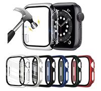 WINGLE 6-pack Compatible for Apple watch Screen Protector 40mm SE Series 6 5 4, Hard PC Bumper Sports Protective Case for iWatch 40mm Man Women, Green/Blue/Red/Black/Starlight/Transparent