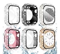 Wingle 6 Pack for Apple Watch Series 9 8 7 41mm Screen Protector Case Cover, [2 in 1] Waterproof Full Bling Diamond Rhinestone Face Cover Front & Back Bumper Cases for iWatch 9 8 7 Women 41 mm