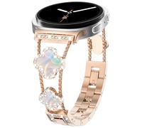 WINGLE Bling Band for Galaxy Watch 8 Band 40mm 44mm Samsung Galaxy Watch 8 Classic 46mm, Four/4 Leaf Clover Luxury Sparkling Diamond Bracelet Strap for Women Galaxy Watch8, Rose Gold/Iridescent