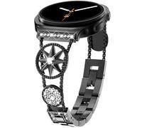 WINGLE Bling Band for Galaxy Watch 8 Band Samsung Galaxy Watch 8 Classic Bands 40mm 44mm 46mm, Eight-pointed Star Luxury Sparkling Diamond Metal Bracelet Link for Women Galaxy Watch8 Bands, Black