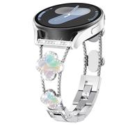 WINGLE Bling Band for Samsung Galaxy Watch 7 6 5 4 FE Band 40mm 44mm Women 5 Pro 45mm, Four Leaf Clover 20mm Bands for Active 2/Watch 6/4 Classic 47mm 43mm 46mm 42mm/Watch 3 41mm, Silver/Iridescent