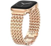 WINGLE Compatible for Apple Watch Band Women 44mm 45mm 46mm 49mm Dressy Stainless Steel Metal Chain Strap Designer Link Bracelet Wristband for iWatch Series 10 9 8 7 6 5 4 3 SE Ultra, Rose Gold