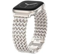 WINGLE Compatible for Apple Watch Band Women Series 11/10 46mm 45mm 44mm 41mm SE 3/2/1 Dressy Stainless Steel Metal Chain Strap Designer Link Bracelet Wristband for iWatch 9 8 7 6 5 4 3 2 1, Starlight