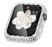 Wingle Compatible for Apple Watch Screen Protector 42mm Series 3/2/1,Lady Shiny Diamond Protector Bumper Cover with Tempered Glass Screen Protector Compatible for iwatch case 42mm Series 3/2/1, Clear