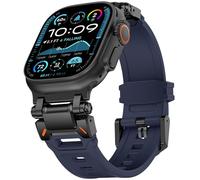 WINGLE Compatible for Apple Watch Strap 49mm 46mm 45mm 44mm 42mm(series 3), Durable Silicone Rubber Sport Straps for iWatch Ultra 3 2 1/SE 3 2 1/Series 11 10 9 8 7 6 5 4 3 2 1, Black/Navy Blue