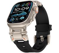 WINGLE Compatible for Apple Watch Strap 49mm 46mm 45mm 44mm 42mm(series 3), Durable Silicone Rubber Sport Straps for iWatch Ultra 3 2 1/SE 3 2 1/Series 11 10 9 8 7 6 5 4 3 2 1, Titanium/Black