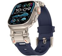 WINGLE Compatible for Apple Watch Strap 49mm 46mm 45mm 44mm 42mm(series 3), Durable Silicone Rubber Sport Straps for iWatch Ultra 3 2 1/SE 3 2 1/Series 11 10 9 8 7 6 5 4 3 2 1, Titanium/Navy Blue