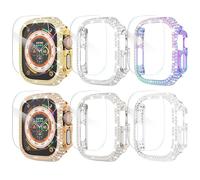 Wingle Compatible for Apple Watch Ultra 3/2/1 Case 49mm with Screen Protector Tempered Glass, 6Pack Over 300 Bling Crystal Diamond Rhinestone Apple Watch Bumper Face Cover for iWatch Ultra 3/2/1 49 mm
