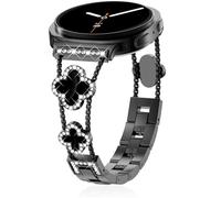 WINGLE Compatible for Galaxy Watch 8 Band Samsung Galaxy Watch 8 Classic Band 40mm 44mm 46mm, Four/4 Leaf Clover Bling Sparkling Diamond Rhinestone Bracelet Women Galaxy Watch8 Bands, Black