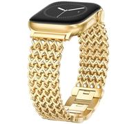 WINGLE Compatible for Gold Apple Watch Band Women 44mm 45mm 46mm 49mm Dressy Stainless Steel Metal Chain Strap Designer Link Bracelet Wristband for iWatch Series 10 9 8 7 6 5 4 3 2 1 SE Ultra