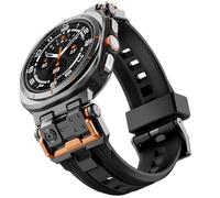 WINGLE FKM Rubber Band Compatible With Galaxy Watch Ultra Bands 47mm 2025/2024 for Men Rugged Military Mecha Designed Silicone Sport Bands, Durable Armor Samsung Galaxy Watch Ultra Band, Black/Black