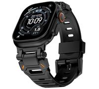 WINGLE FKM Rubber Bands for Apple Watch Ultra 3/2/1 Band 49mm 46mm 45mm 44mm 42mm Series 11 10 9 8 7 6 5 4 SE 3 2 1 Men Rugged Military Silicone Apple iWatch Sport Band with Metal Connector, Black