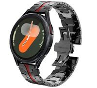 WINGLE Metal Bands for Samsung Galaxy Watch 7 6 5 4 Band Watch 6 Classic/5 Pro/4 Classic/FE Band Men 47mm 43mm 46mm 42mm 45mm 44mm 40mm, 20mm Stainless Steel Bands Galaxy Watch 3 41mm,Black/Red