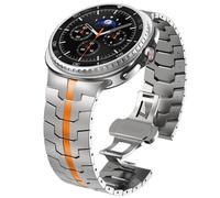 WINGLE Titanium Bands for Galaxy Watch 8/8 Classic Band Samsung Galaxy Watch 8 Band Men 46mm 44mm 40mm Rugged Durable Armor Robust Metal Bands Classy Elegant Casual Business Bracelet, Titanium/Orange