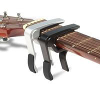 WINGO 6 String Single-handed Guitar Capo For Acoustic Electric Guitar - 2 Pack of Black and Silver