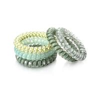 Wingoden 5 Pcs No Damage Spiral Hair Ties Plastic Hair Bands for Women No Wrinkles Ponytail Holder Ponytail Holder (Green)