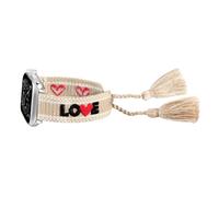 Wingoden Boho Band Compatible with Apple Watch Band 38mm 40mm 41mm 42mm for Women, Braided Woven Tassel Western Friendship Bracelet Strap for iWatch Band Series 10 9 8 7 6 5 4 3 2 1 SE Ultra 2, Beige