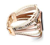 Wingoden Boho Band Compatible with Apple Watch Band 41mm/38mm/40mm 49mm/45mm/44mm/42mm, Natural Stone iWatch Band for Women Men, Ultra Series Band, 38mm/40mm/41mm, Leather Metal, No Gemstone