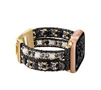 Wingoden Boho Bracelet Compatible with Apple Watch Band 42mm/41mm/38mm/40mm Natural Stone Beaded iWatch Band Women Men Apple Watch Strap Ultra Series 10/9/8/7/6/5/4/3/2/1/SE/Ultra 2, Black Beads