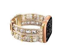 Wingoden Boho Bracelet Compatible with Apple Watch Band 46mm/45mm/44mm/49mm/42mm Natural Stone Beaded iWatch Band Women Men Apple Watch Strap Ultra Series 10/9/8/7/6/5/4/3/2/1/SE/Ultra 2, White Beads