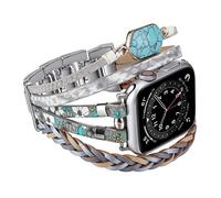 Wingoden Posh Leather Bracelet Compatible with Boho Apple Watch Band 38mm 40mm 41mm for Women Men iWatch Band Ultra Series 9 8 SE 7 6 5 4 3 2 1 Ultra 2 - Fashion Cute Multilayer Wrap Apple Watch Strap