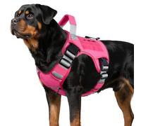WINGOIN Pink Tactical Dog Harness for Large Dogs, Heavy Duty No Pull Dog Harness with Handle, Adjustable Reflective Military K9 Big Pet Vest for Husky, Doberman, Walking, Training, Hunting (XL)
