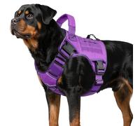 WINGOIN Purple Tactical Dog Harness for Large Dogs, Heavy Duty No Pull Dog Harness with Handle, Adjustable Reflective Military K9 Big Pet Vest for Husky, Doberman, Walking, Training, Hunting (XL)