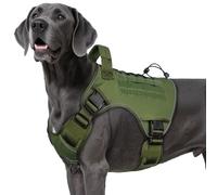WINGOIN Tactical Dog Harness for Extra Large Dogs, No Pull Heavy Duty Dog Harness with Handle, K9 Adjustable Reflective Military Vest for Large Dogs, Ideal for Walking Training Hunting Green (XXL)