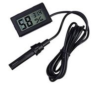 WINGONEER® 2-in-1 Digital LCD Embedded Thermometer Hygrometer with External for Reptile Incubator Aquarium Poultry - Black