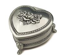 Wingostore Emboss Alloy Metal Music Box Wind Up and Golden Movement Music Box for Christmas/Birthday/Valentine's Day (HearShapedMetal1YMSS, You are my sunshine)