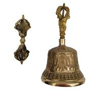WingPower Tibetan Buddhist Meditation Bell and Dorje Set, Nepal Dharma Objects Enlightenment Bell,Handmade Meditation Altar Ritual Yoga Vajra Bell (12.5 x 6.5cm)