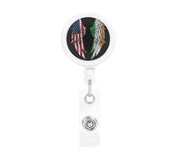 Wings America and Irish Flag Retractable Badge Holder Bulk ConvenientBadge Reels Badge Clip for NurseTeacher Student Office Staff Name Tag